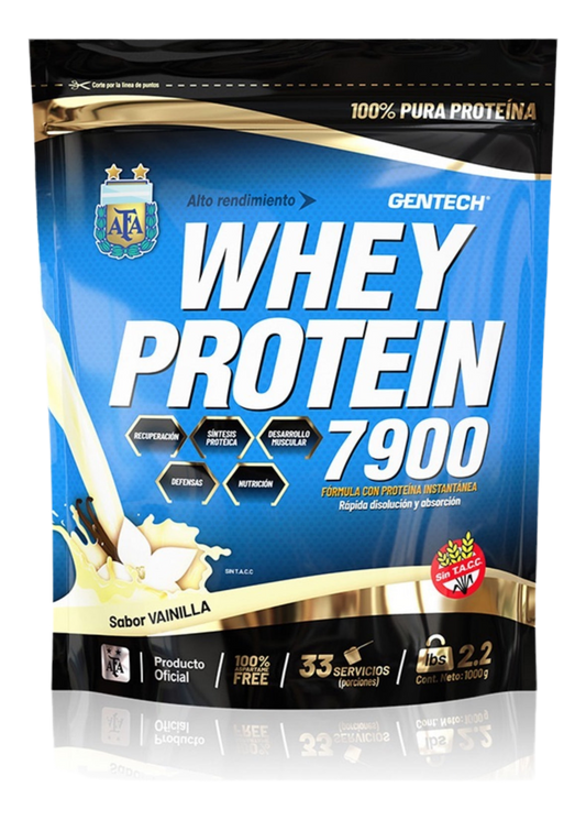 Gentech Whey Protein - Suplemento En Polvo 7900 - Sabor Vainilla De 1000g - Movediza Fitness