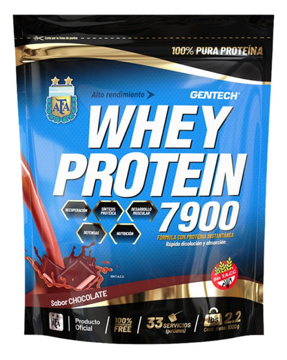 Gentech Whey Protein - Suplemento En Polvo 7900 - Sabor Vainilla De 1000g - Movediza Fitness