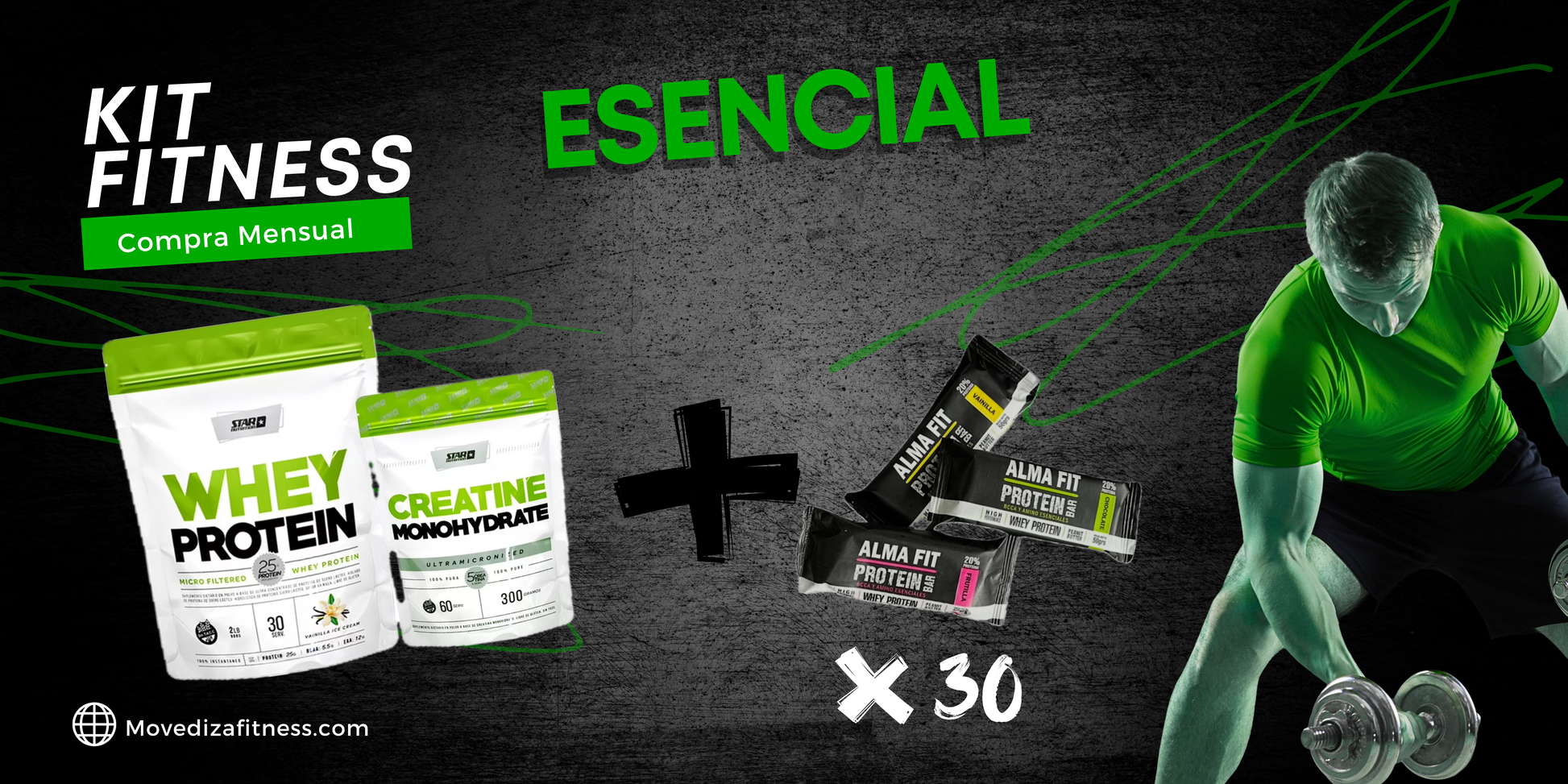 KIT FITNESS - Compra Esencial Mensual - (Combo Star Nutrition + 30 Barras Proteicas ALMAFIT) - Movediza Fitness