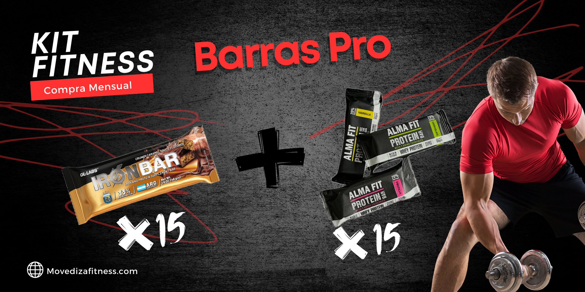 KIT FITNESS - Compra Mensual - Barras Pro - 15uds Barras ALMAFIT + 15uds IRON BAR GENTECH - Movediza Fitness